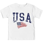 CQF USA American Flag Shirts Little Kids Boys Girls 4th of July Patriotic T-Shirt Toddler Summer Short Sleeve