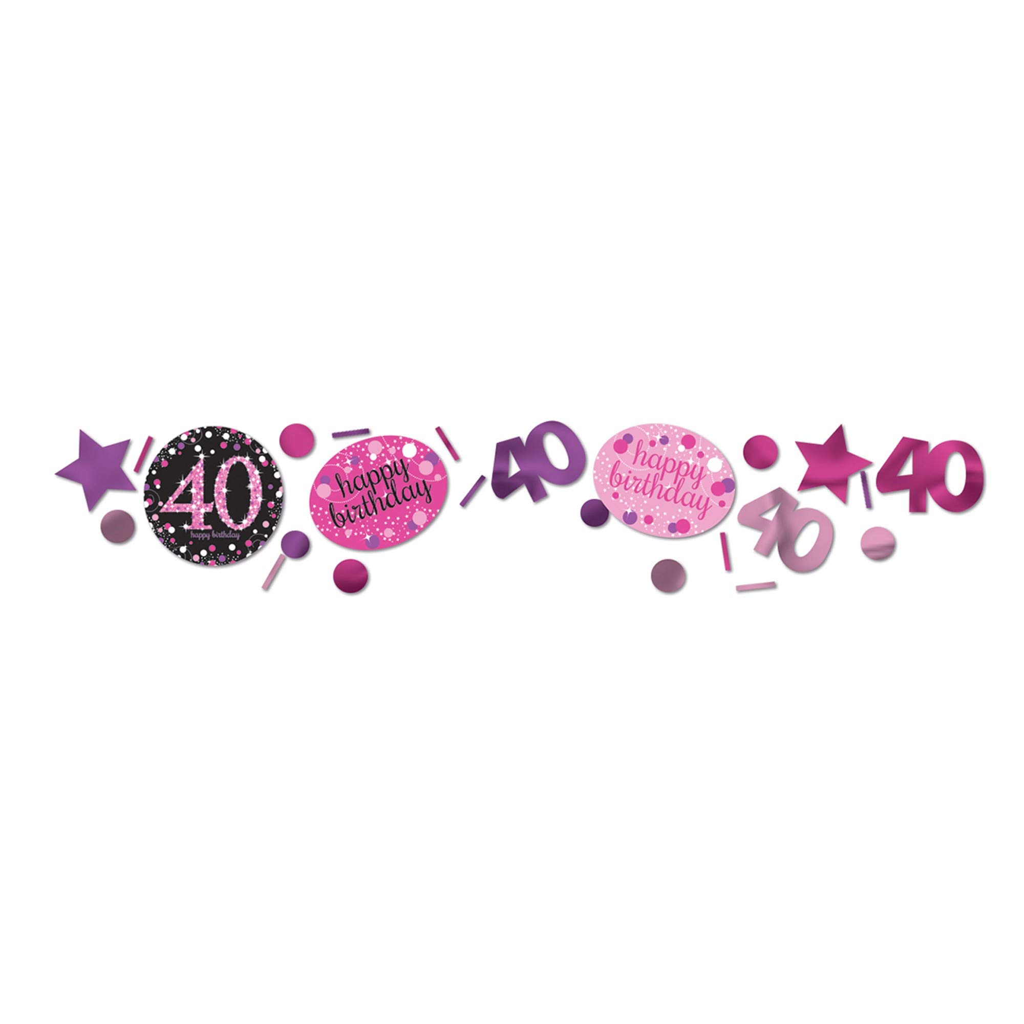 amscan 9900602 40th Birthday Glittery Pink 3 Pack Value Confetti-34g-1 Pc