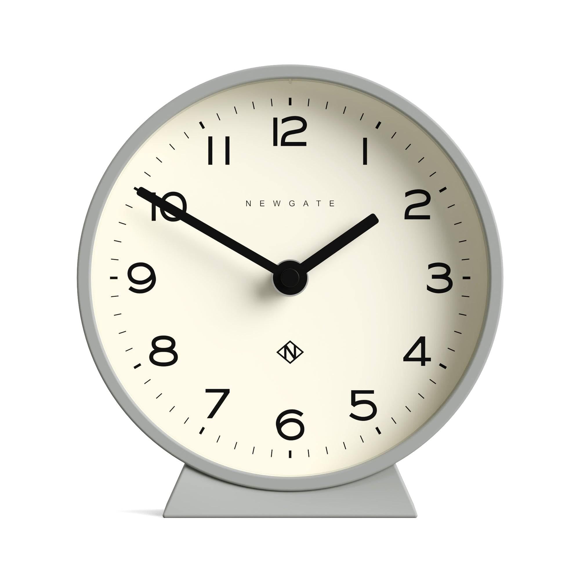 NEWGATE® M Mantel Echo desk clock | Modern round design | Posh grey | Easy to read numbers | Contemporary style for desk, table, shelf or bedside