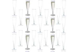 Oojami 100 Plastic Classic Champagne Disposable Flutes for Parties Plastic cups Wedding Party Toasting Cocktail Cups Bulk Party Pack (Clear)