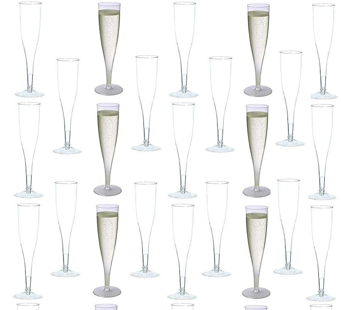 Photo 1 of **HAS SCRATCHES & MISSING SOME** Oojami 100 Plastic Classic Champagne Disposable Flutes for Parties Plastic cups Wedding Party Toasting Cocktail Cups Bulk Party Pack (Clear)