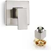 SKOWLL Bathroom Mixer Valve, Single Function Shower Flow Control Valve | 1/2" NPT Female, Single Handle Shower Mixing Valve, Wall Mount Brass Rough-In Valve, Brushed Nickel Tub Valve and Trim Kit