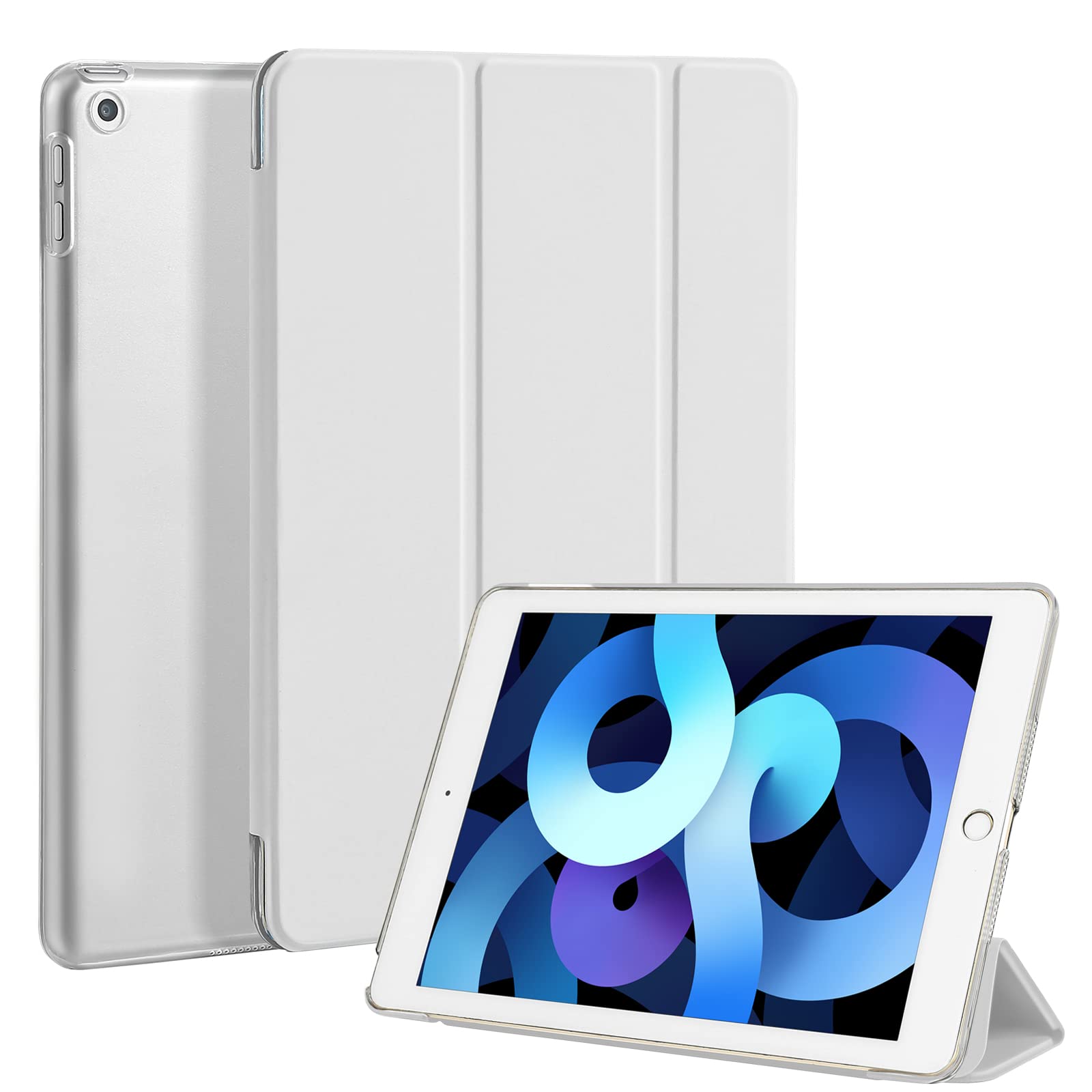 4UBonLife Case for iPad 5th /6th Generation Case 9.7 inch 2018/2017, Slim Lightweight Stand Hard Shell Smart Case with Translucent Frosted Back Cover for Apple iPad 5/6 Gen, Light Grey — image 1