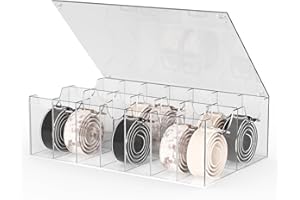 UTHIN Large Belt Organizer, Acrylic 14 Compartments Belt Storage for Closet with Dust Cover, Clear Belt Container Display Holder for Women Men Home