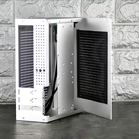 Caja De La Computadora, La Torre PC Gamer Mini ITX Caja HTPC Gabinete De Seguridad, Juego De Escritorio Todo-Aluminio Delgado Chasis Compatible con GPU Tarjeta del Cuchillo,A