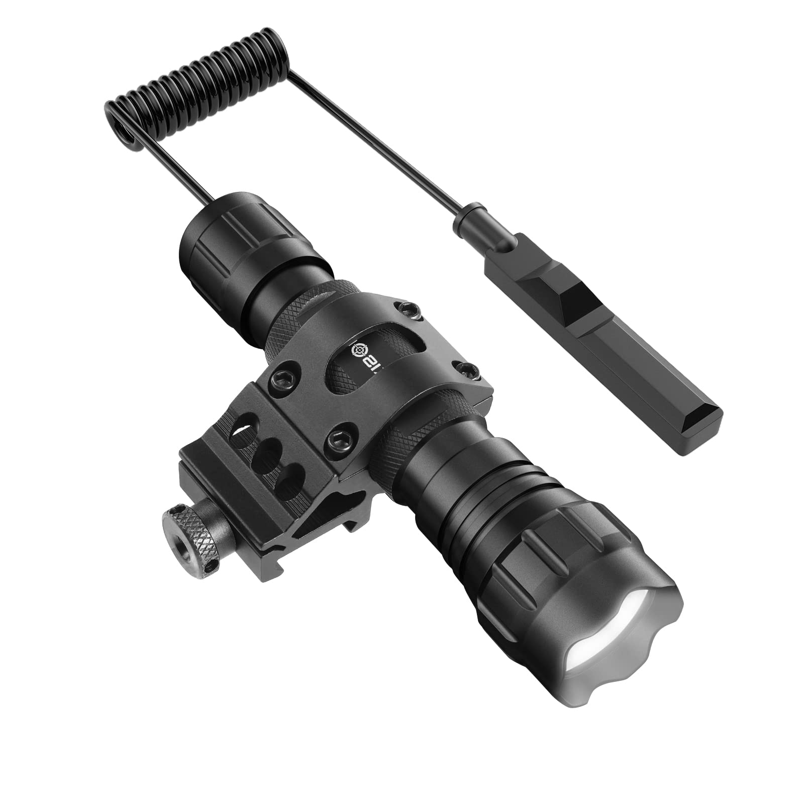 Photo 1 of DAXISONN Tactical Flashlight Picatinny Flashlight 1200 Lumen Weapon Light Picatinny Offset Mounted Tac Light with Pressure Switch Rechargeable IP65 Waterproof