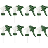 Comfort Axis Heavy-Duty Trigger Sprayer Replacement for 32 oz Sprayer Bottles, White/Green, 9" Dip Tube, 28-400 Neck Finish - 8 Pack