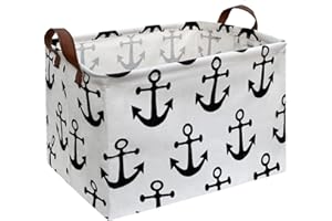 CLOCOR Rectangular Storage Basket,Collapsible Cute Pattern Storage Bin,Waterproof Coating Storage Box with Handles ,Gift Baskets,Toy Organizer,Shelf Basket (Anchor)