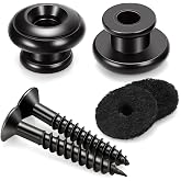2 PCS Guitar Strap Locks Buttons, Mushroom Style Guitar Strap Lock Buttons | Electric Guitar Strap Locks, Mushrooms Head Guitar Strap Button for Guitar Bass Ukulele /Black