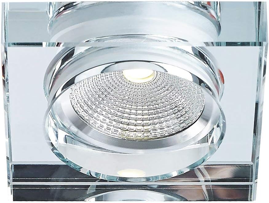 Haysoms Modern Chunky Square Crystal Dimmable Led Ceiling Downlighter, Metal [Energy Class A+]