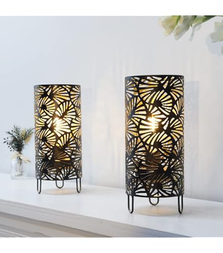 NEWIMAGE Set di 2 Lampade Applique da Parete Senza Fili Alimentate a Batteria Lampada da Tavolo Gabbia in Metallo con Timer da 6 Ore per Soggiorno
