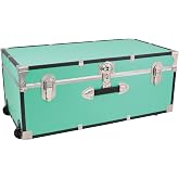 Seward Trunk Traveler 30" Rolling Trunk with Lock - Teal Vintage Suitcase