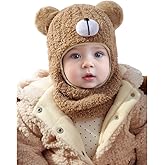 AMOFIA Baby Boys Knit Hat Winter Toddler Girls Balaclava Cute Animals Ear Hat Soft Fleece Lining Cap 6M-24M