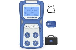 APOWER Gas Detector, 4 Gas Monitor for H2S, CO, LEL and O2, Portable Multi Gas Leak Detector with Vibration, Visual and Audible Alarms, Natural Propane Sniffer Home Room Travel
