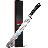 SHAN ZU 12" Brisket Slicing Knife - Carving Slicing Meat Knife Professional 5Cr15MoV Stainless Steel Razor Sharp Blade, Ergonomic Wood Handle & Full Tang Design