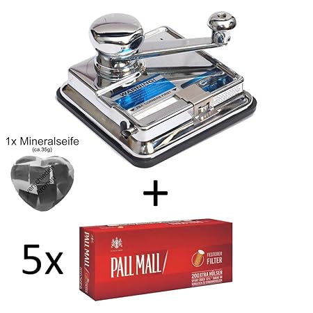 OCB® MikrOmatic Duo (Stopfmaschine) + 1.000 (5x200) Pall MALL Red Xtra (Zigarettenhülsen) + 1x Seife