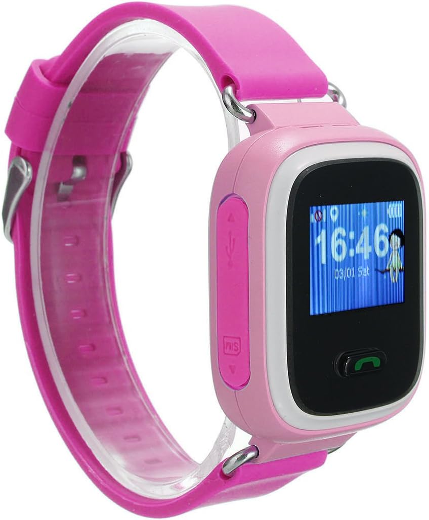 ANDROSET Q60 Kid GPS Smart Watch Wristwatch SOS Call Location Finder Tracker Anti Lost, Pink
