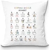 uinwk Coping Skills ABC Pillow Covers 18x18, Mental Health Decor,Counseling Office Pillow Covers,Calming Classroom Decor，Mental Health Awareness Gifts