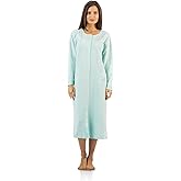 Casual Nights Women's Quilted House Coat Button Down Robe Long Sleeve Below Knee