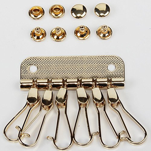 WUTA2pcs Key Chain 6 Hooks Metal Keyholder Compact Key Organizer Wallet Key Row Keychain For DIY Handmade Christmas Gift (Gold)