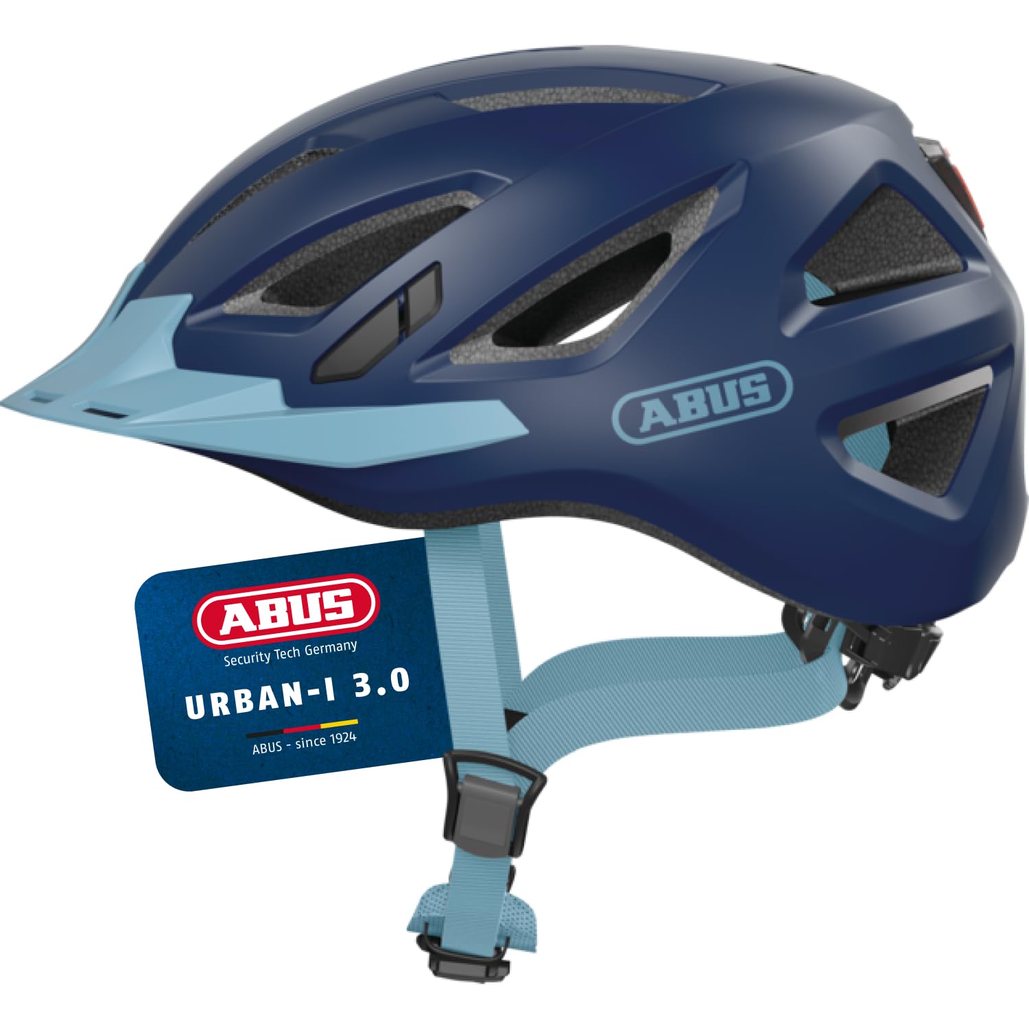 ABUS Stadthelm Urban-I 3.0 - Fahrradhelm mit Rücklicht, Schirm und Magnetverschluss - für Damen und Herren - Blau (core blue), Größe L