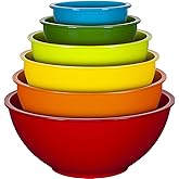 SCWBOEII 6 Pack Classic Mixing Bowl Set, Microwave and Dishwasher Safe Nesting Mixing Bowl Set Great for Baking, Prepping, Cooking and Serving Food