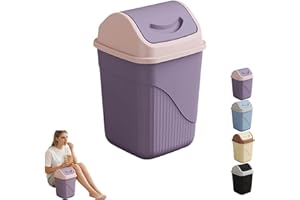 Bathroom Trash Can with Lid, Square Trash Can,Compact and Durable Two-Way Swing Lid Plastic Waste Bin for Office Bathroom and