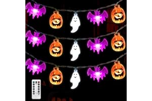 AKEROCK Halloween Lights, Spooky Halloween String Lights with Timer for Halloween Decorations Indoor/Outdoor, Battery Operated/USB Power, Halloween Decor - 20 Feet