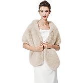 BEAUTELICATE Women's Faux Fur Shawl Stoles Wrap Faux Fur Scarf for Bridal Wedding Party