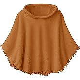 Inorin Kids Girls Sherpa Fleece Pullover Hoodies Pompom Tassel Fuzzy Coat Poncho Cloak Hooded Cape