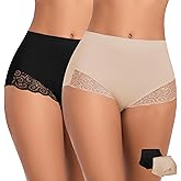 LEYSHE Lace Tummy Control Panties for Women Seamless No Show Underwear Lower Belly Shapewear Girdle Panty