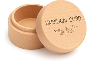 Ajcotahm Umbilical Cord Keepsake Box Wooden Cute Fetal Hair Memorial Tooth Box Kids Lost Teeth Storage Durable Baby Keepsake Gift for Christening Gift Baby Shower Pregnancy