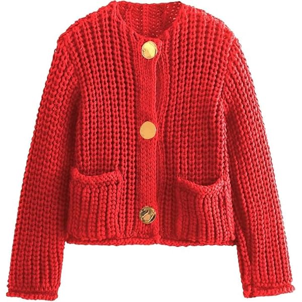 Arssm Womens Cropped Cardigan Sweaters Chunky Open Front Button