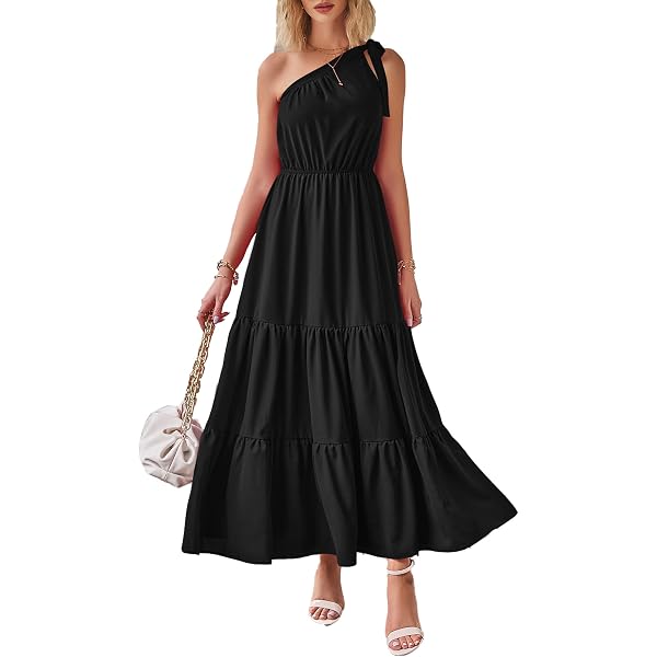 Amazon.com: OMONHP One Shoulder Chiffon Bridesmaid Dresses for Women  Ruffles Pleated A-Line Wedding Guest Dress with Pockets Black : Clothing,  Shoes & Jewelry
