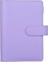 HAUTOCO PU Leather A6 Budget Binder Cover 6 Ring Notebook Purple