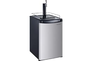Frigidaire Beer Keg Kegerator Dispenser with Coupler, Tower Tap, and Drip Tray for All Size Kegs, 5.3 cu. ft. Refrigerator, Includes CO2 Tank