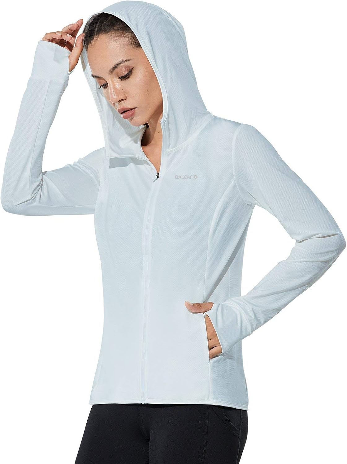 BALEAF Women's UPF 50+ Sun Protection Jacket Hooded Cooling Shirt with Pockets Hiking Outdoor Performance at  Women’s Clothing store