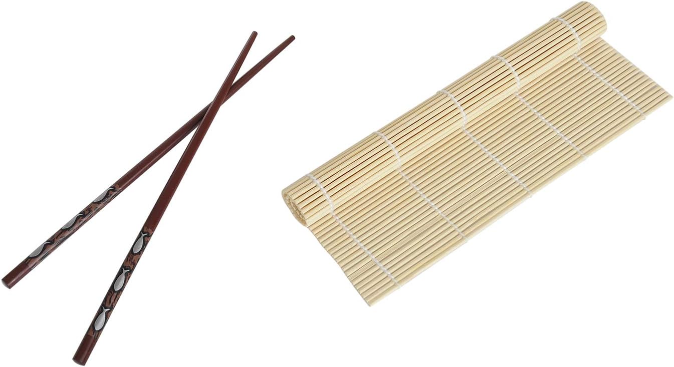 Somani Bamboo Sushi mat with 1 Pair of Reusable Chopsticks