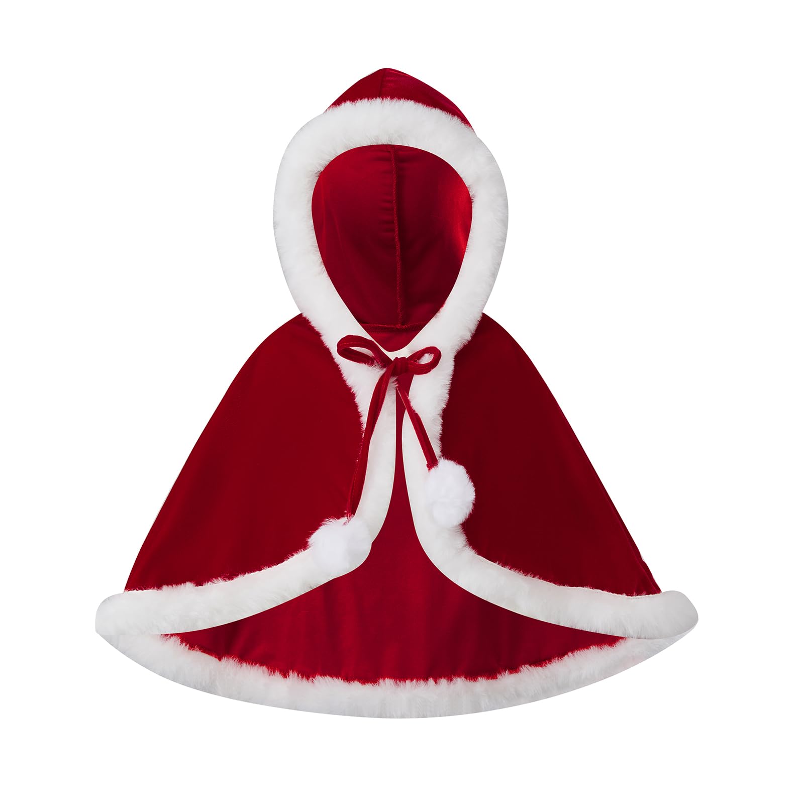 Nicoxijia Toddler Baby Girls Christmas Cloak Costumes Xmas Hodded Velvet Poncho Cape Fancy Dress Up Robe Party Cloak Cape (Red, 18-24 Months)