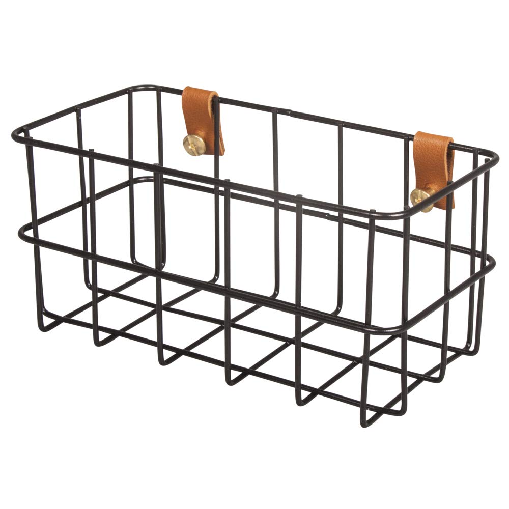 Rayher Black Mesh Basket for Pegboard Wall Organiser, Metal Wire Hanging Storage Basket, Wall-Mounted Hanging Basket, black, 16.5x8x8cm, 25187576