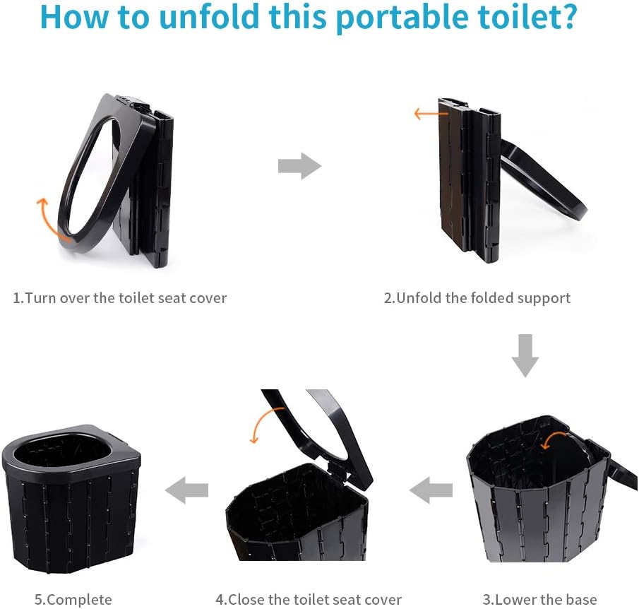ipekar Portable Folding Toilet, Upgrade Camping Toilet, Porta Potty Car Toilet, Travel Potty Perfect for Camping, Hiking, Trips, Construction Sites : Sports & Outdoors
