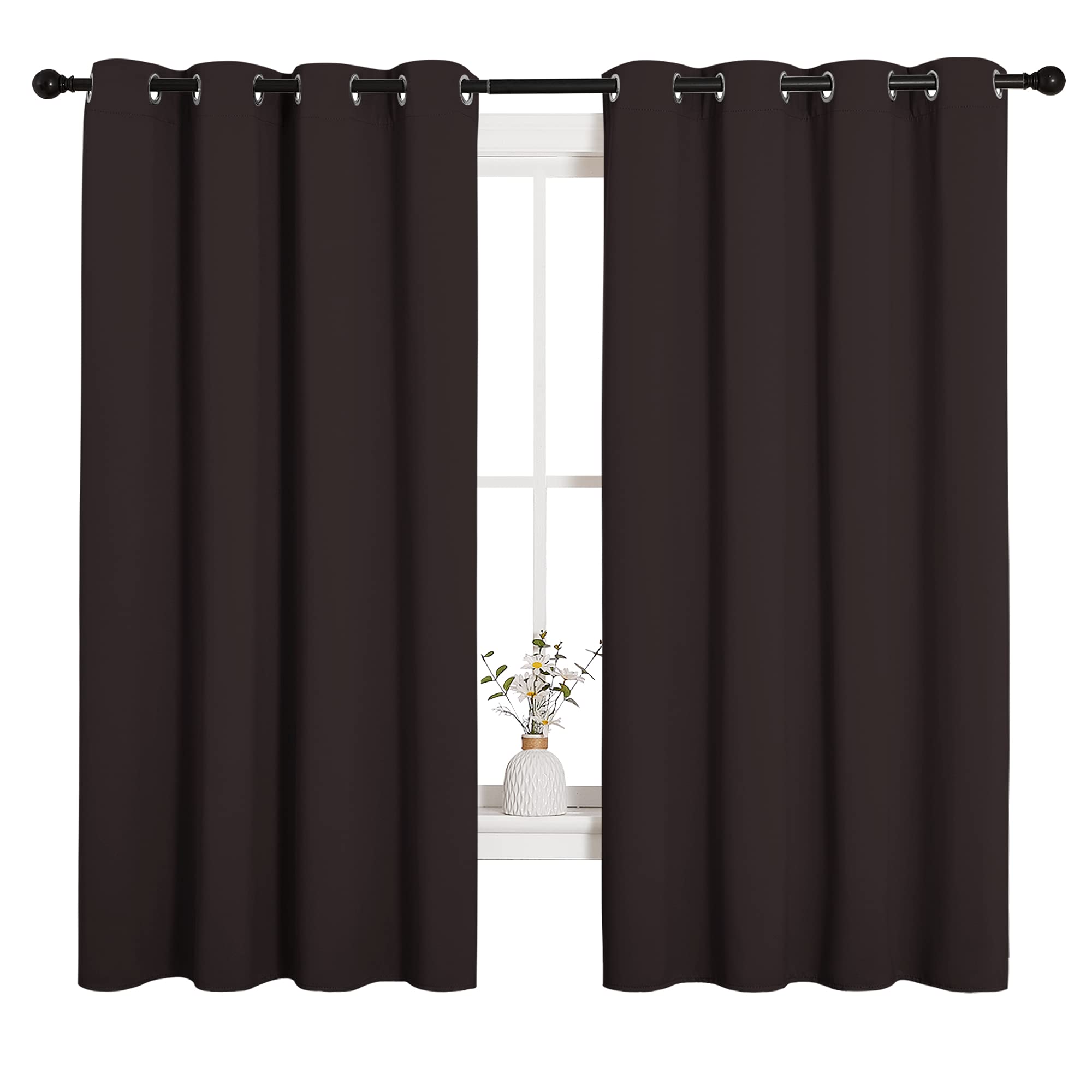 Photo 1 of NICETOWN Blackout Curtain Panels for Bedroom Window, Triple Weave Microfiber Energy Saving Thermal Insulated Blackout Draperies and Drapes(2 PCs, 55 inches by 68 inches Each Panel, Toffee Brown)