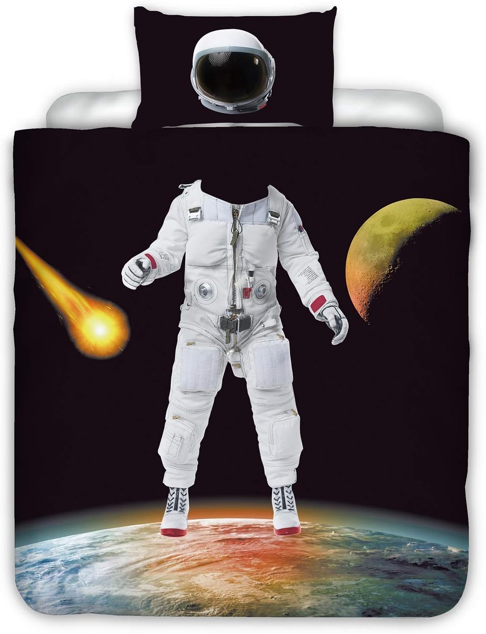 YOUSA Astronaut Duvet Cover and Pillow Case Set for Boys and Kids Astronaut Theme Quilt Cover Set Bedding Linens (Twin,Astronaut)