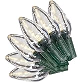 50 Warm White LED C9 Lights - Steady Lit, Super Bright