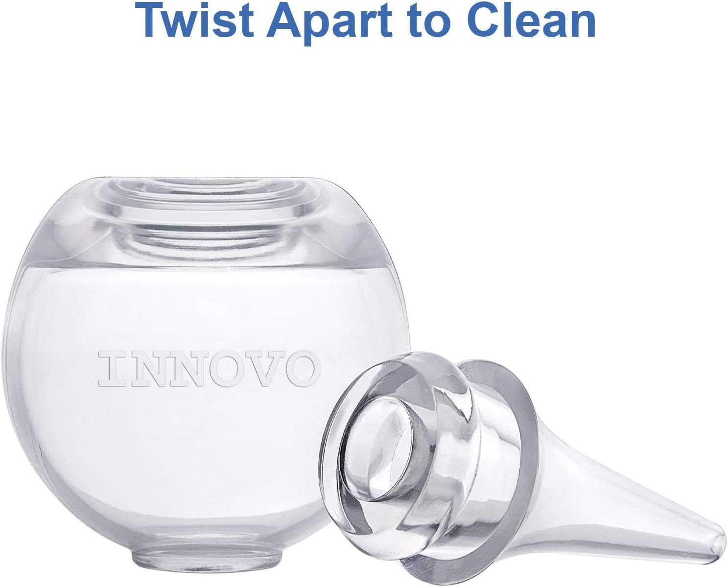 Innovo Hospital Grade Silicone Twister Bulb Baby Ear Syringe and Nasal Aspirator, Snot Sucker and Mucus Sucker, Non-Toxic Nasal Ear Bulb, Cleanable and Reusable, Clear White: Health & Personal Care