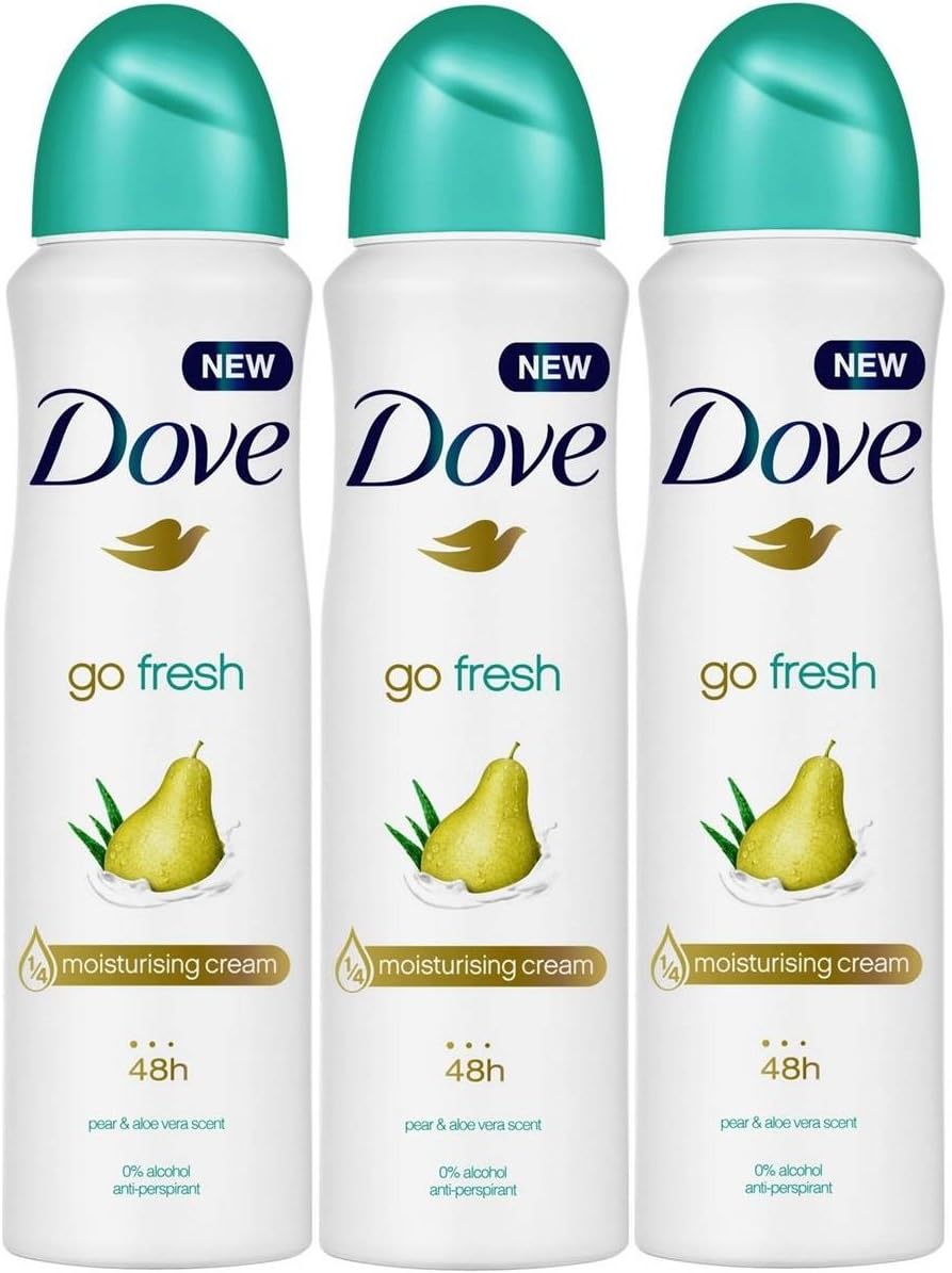 Dove Go Fresh Antiperspirant Pear and Aloe Vera Deodorant Compressed 75ml - Pack of 3