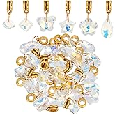 PH PandaHall 6 Styles Crystal Glass Charms Pendants 30pcs Flower Butterfly Pendants Star Teardrop Charms Crystal Dangle Charm with Bail Hanger for Wedding Mother Necklace Bracelets Keychains Making