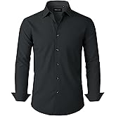 Alimens & Gentle Mens Dress Shirts Stretch Long Sleeve Formal Business Wedding Button Down Shirt Wrinkle Free