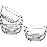 binsakao Small Glass Bowls Set of 6 - Clear Glass Prep Bowls - Serving Bowls Dishes for Dessert, Candy, Nuts, Ice Cream, Snack (4.5 inch, 10 oz)