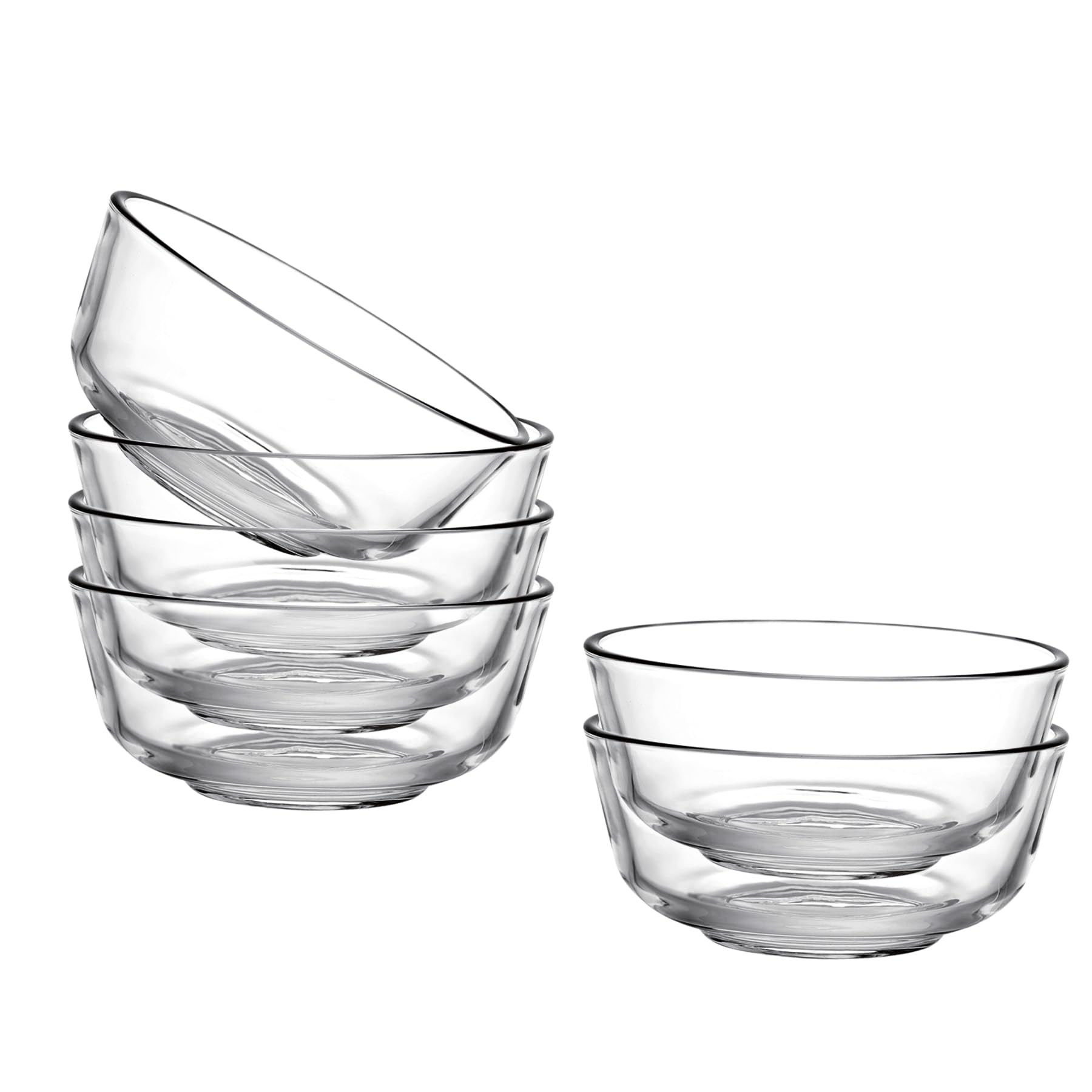 binsakao Small Glass Bowls Set of 6 - Clear Glass Prep Bowls, Serving Bowls Dishes for Dessert, Candy, Nuts, Ice Cream, Snack 310 ml